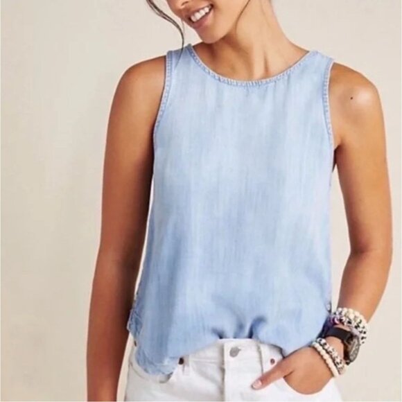 Anthropologie Cloth & Stone Chambray Tank Women's Size Medium Excellent conditio - Picture 1 of 4
